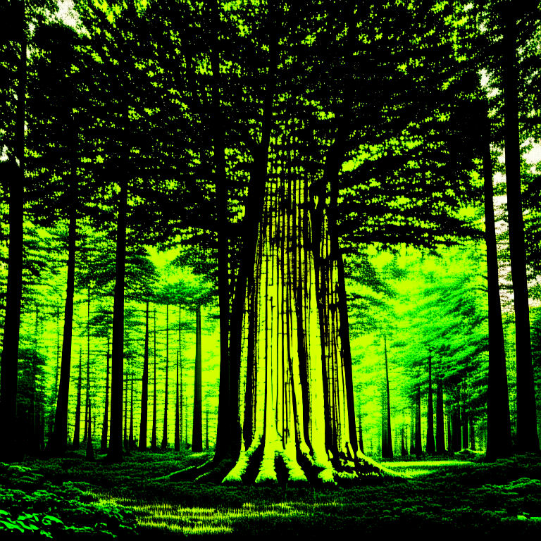 yellow giant holy tree in the middle of forest