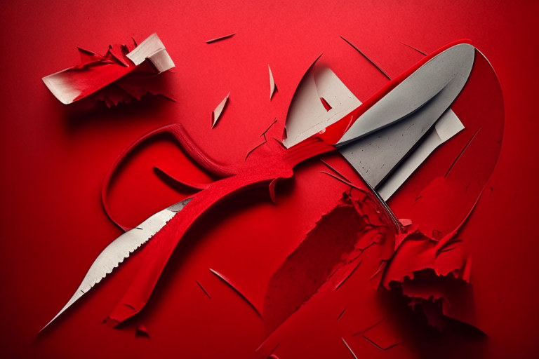 scissors and red paint