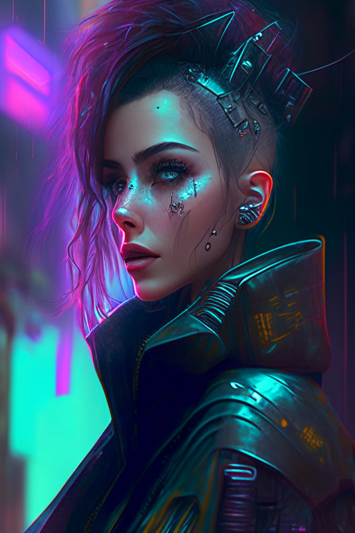 a romantic cyberpunk woman