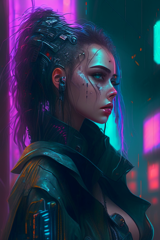 a romantic cyberpunk woman