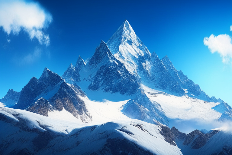 a majestic mountain range with a clear blue sky