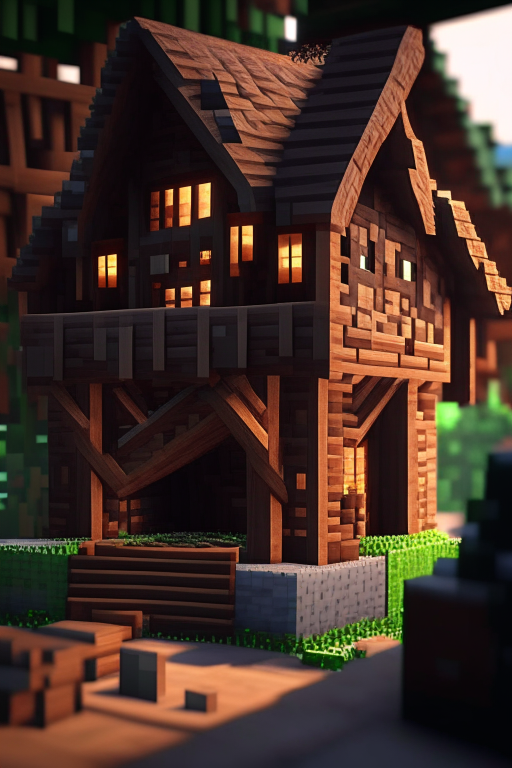 Minecraft adventurer builds a wood house