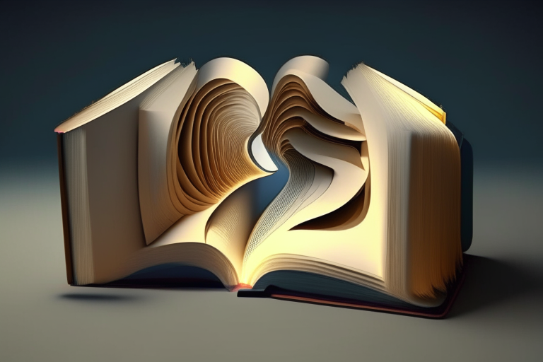  Visual animation of a book opening with rotating pages