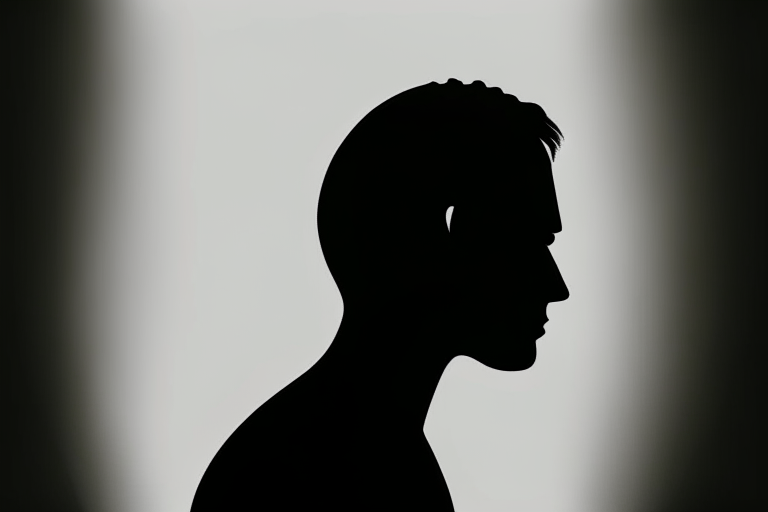 Animation of a silhouette of a person thinking