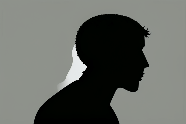 Animation of a silhouette of a person thinking