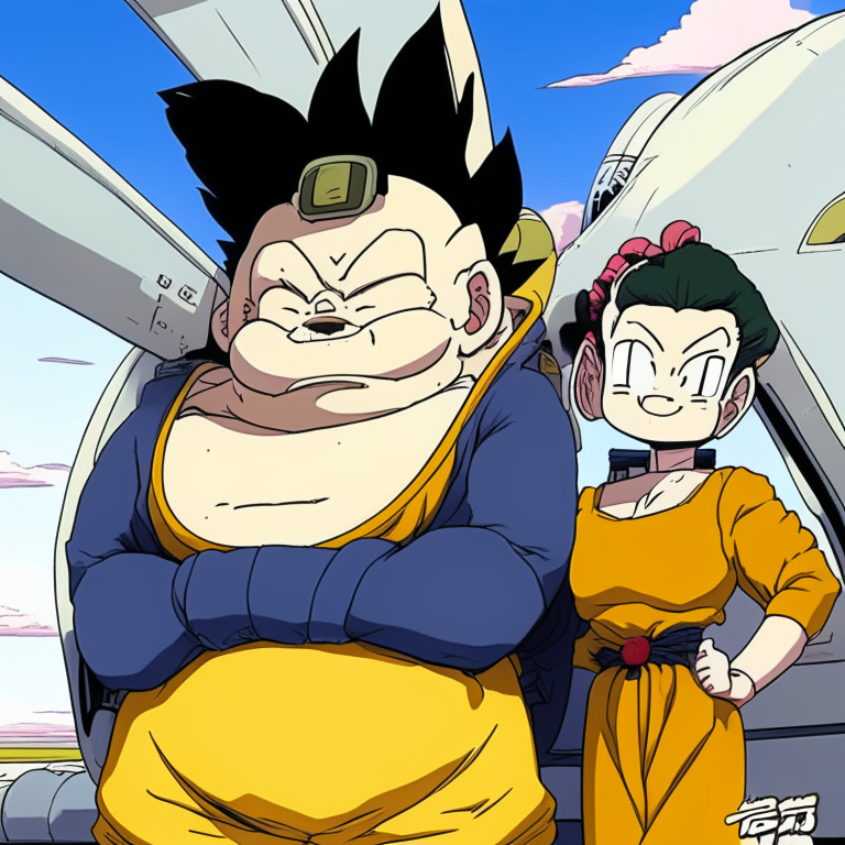 Yajirobe & Karin From Dragón Ball At The Plane