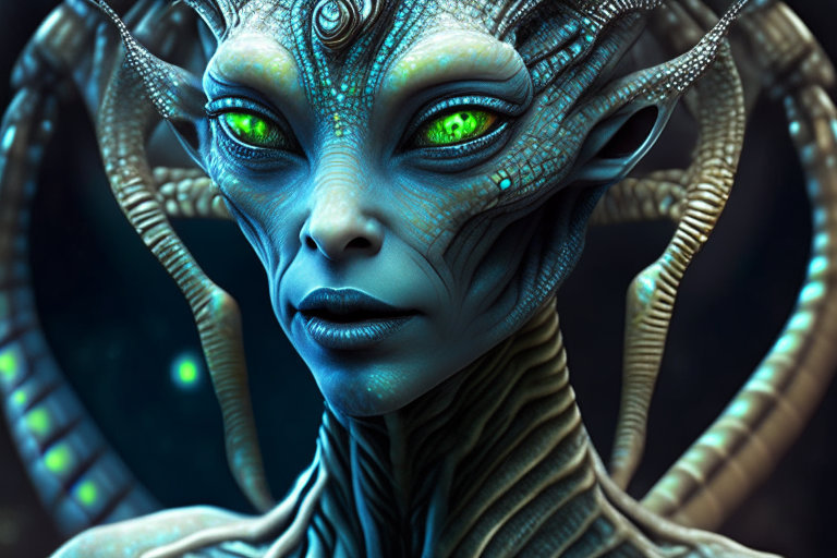 beautiful alien Goddess with fleshy dna extraction probes attached to her reptilian skin super sharp detail full HD quality 16.9 aspect ratio