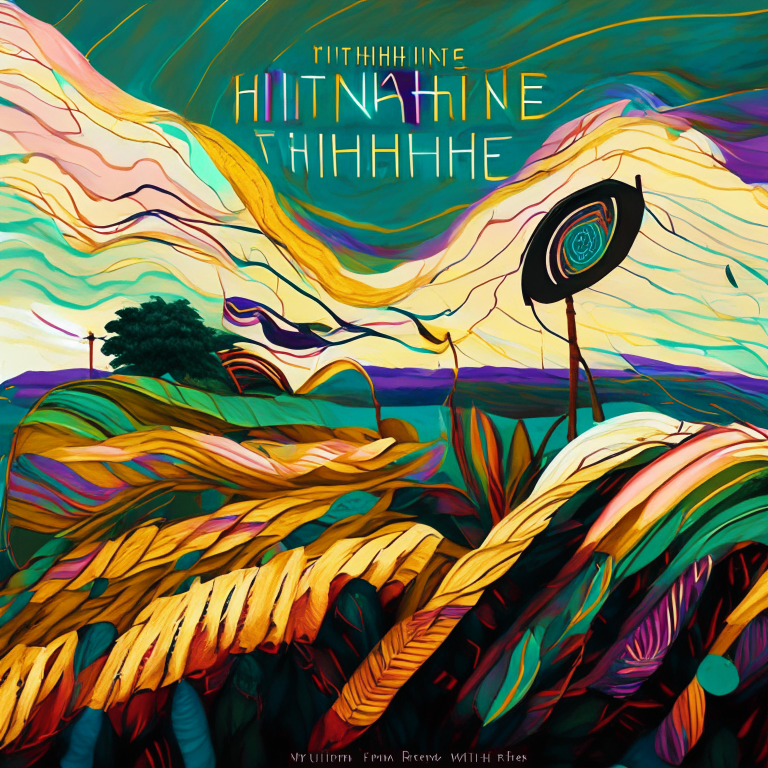 Cover art for an electro folk album called 'Rhythms of the Wind' in an organic argentine style, with more contrast and vivid colors