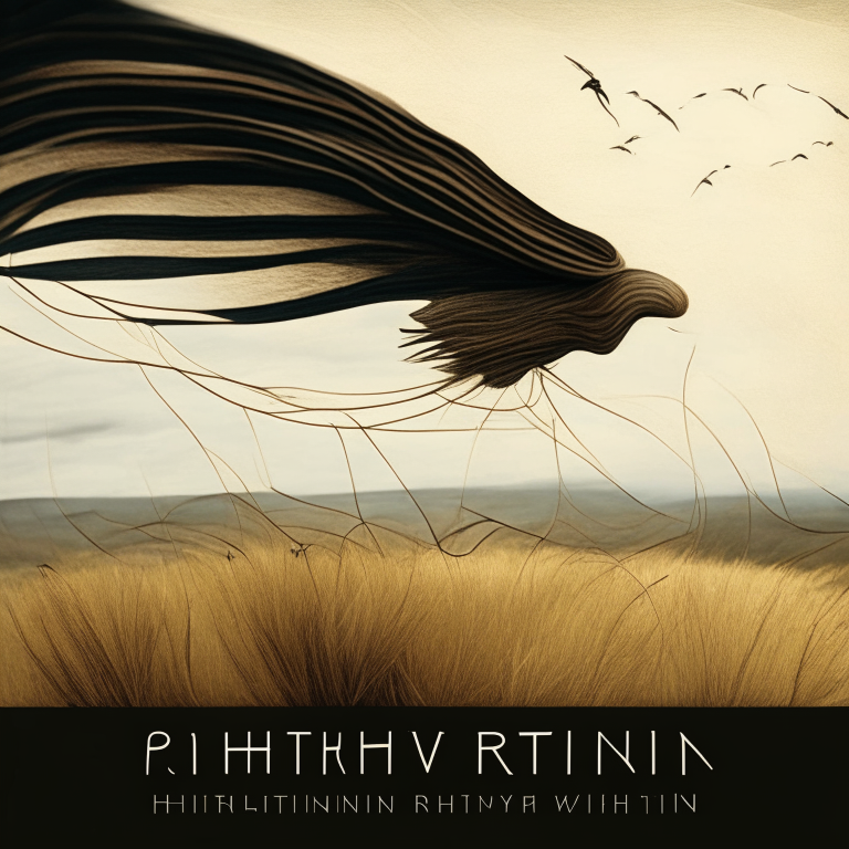 Cover art for an electro folk album called 'Rhythms of the Wind' in an organic argentine style, with a textured background and wind motif