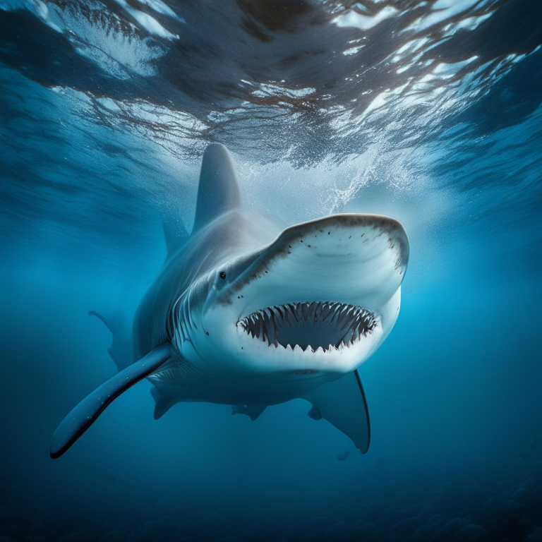 A white shark underwater 