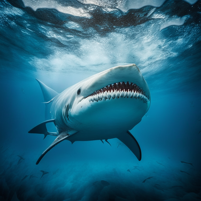 A white shark underwater 