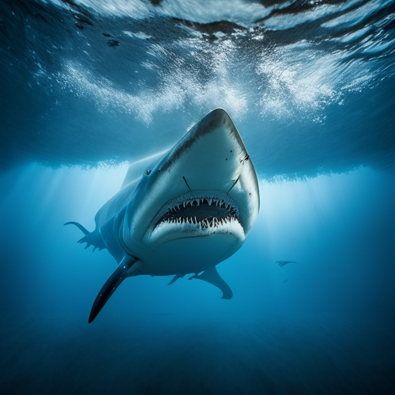 A white shark underwater 