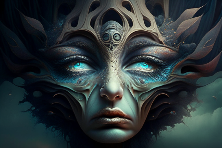 a surreal face with fantasy elements
