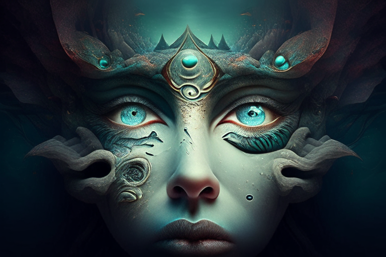 a surreal face with fantasy elements