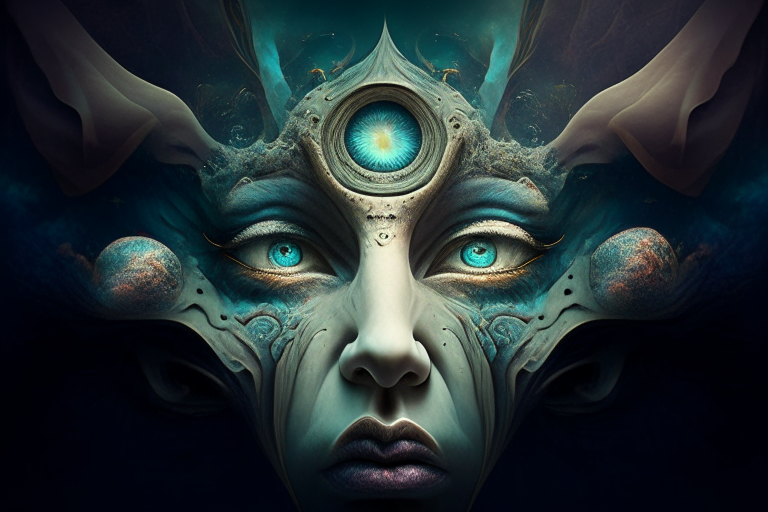 a surreal face with fantasy elements