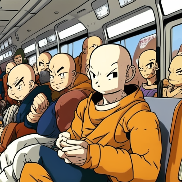 Krillin AND other Characthers At The Bus From Dragon Ball At The Bus