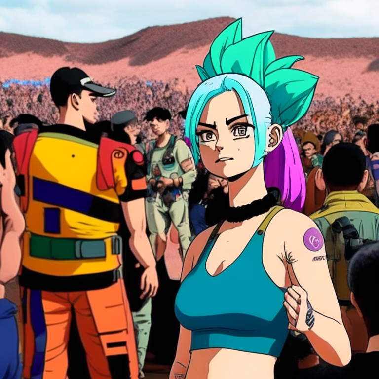 Bulma From Dragón Ball Asking Security if Michael Jackson's Concert Was Canceled Due to Lava At Horizons Festival (A Festival Near San José Volcano In Santiago Chile)