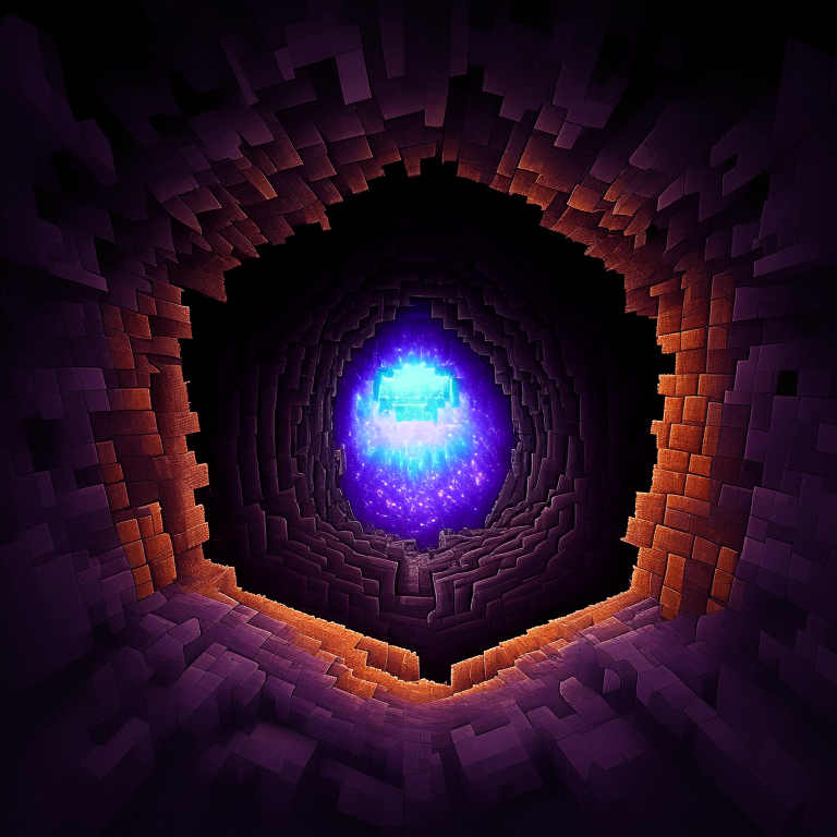 Wormhole to the nether dimension, nether portal, minecraft