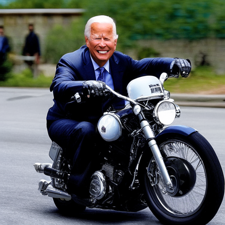 Joe Biden on a motorcycle
