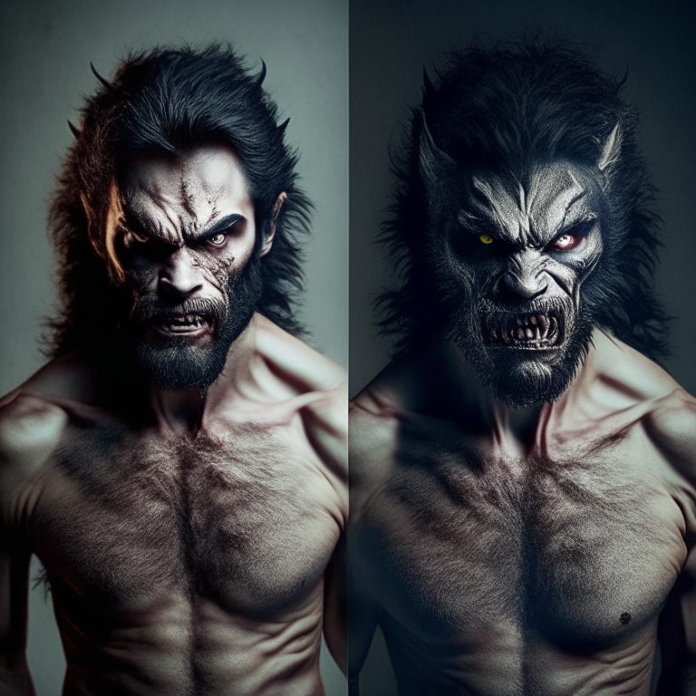 Man transforming into werewolf
