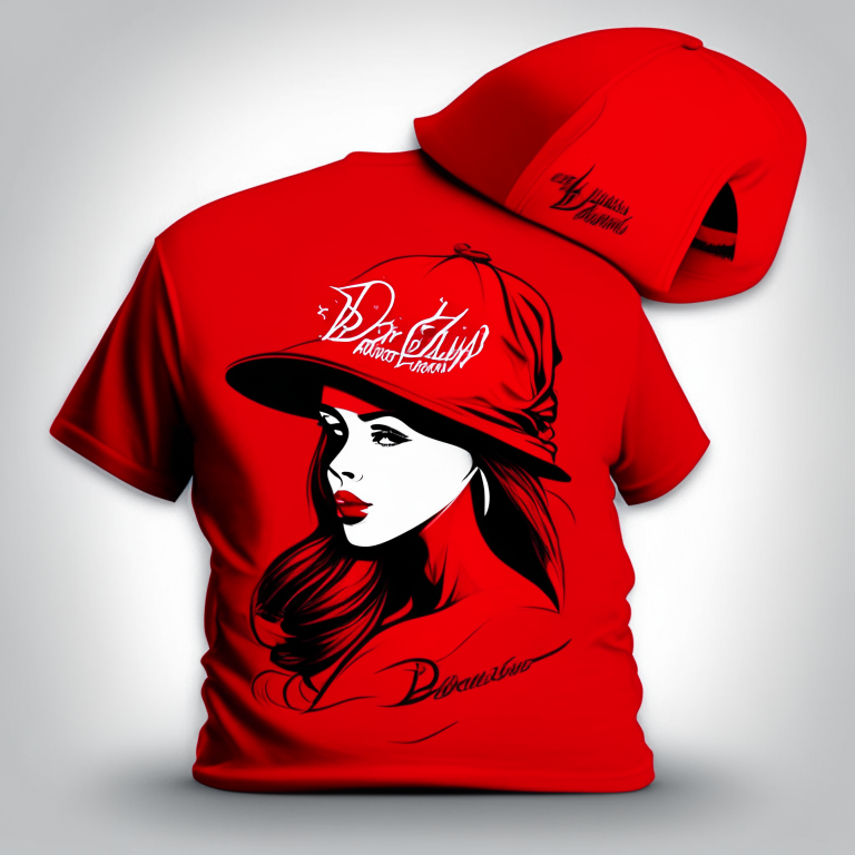 Design me beautiful red cap t-shirt 