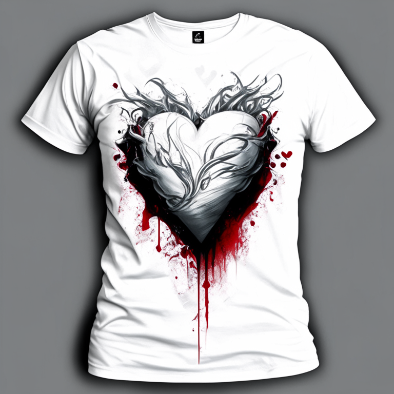 Design me beautiful white heart t-shirt 