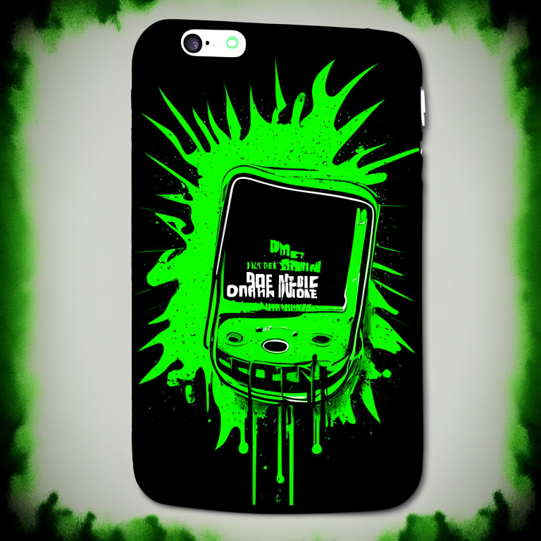 Design me green t-shirt, black sticker phone 