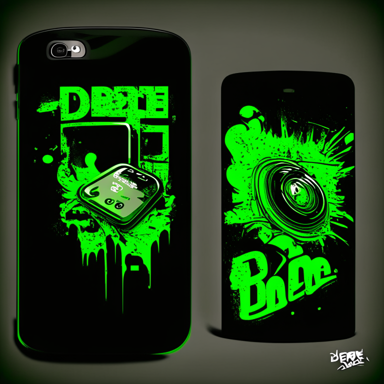 Design me green t-shirt, black sticker phone 