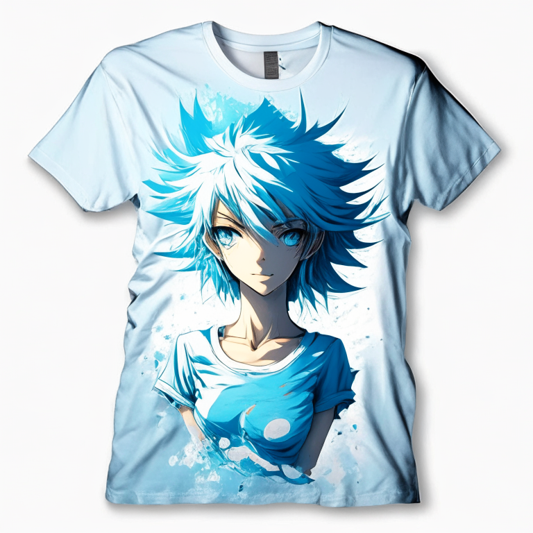 Design beautiful anime light blue t-shirt 👕