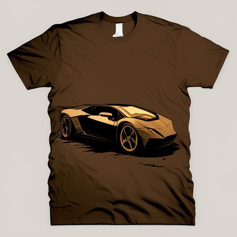 Design me light brown t-shirt, black Lamborghini 