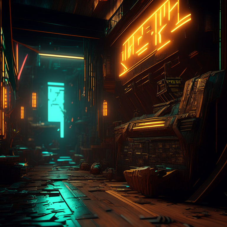 Cyberpunk 2077 but everything is made of wood and wood cuts, yperrealistic, fine detals, extreme ray tracing, volumetric lighting, rtx, ssao, ambient occlusion