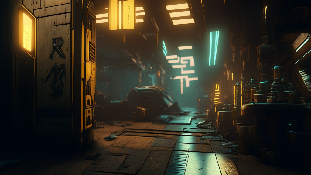 Cyberpunk 2077 but everything is made of wood, yperrealistic, fine detals, extreme ray tracing, volumetric lighting, rtx, ssao, ambient occlusion