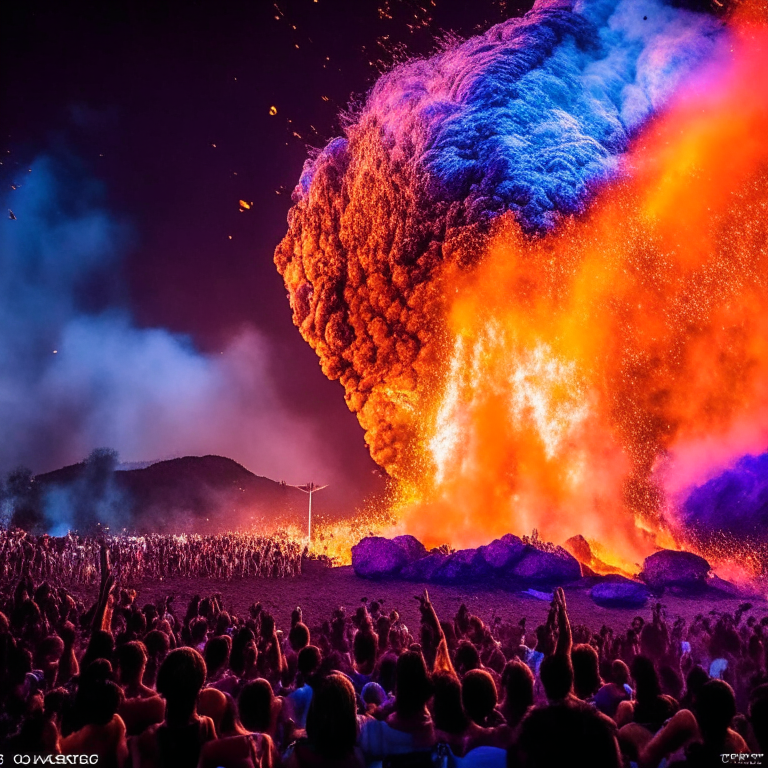 Chaos From Dragon Ball Throwing Water on Lava At Horizons Festival (A Festival Near San José Volcano in Santiago Chile)