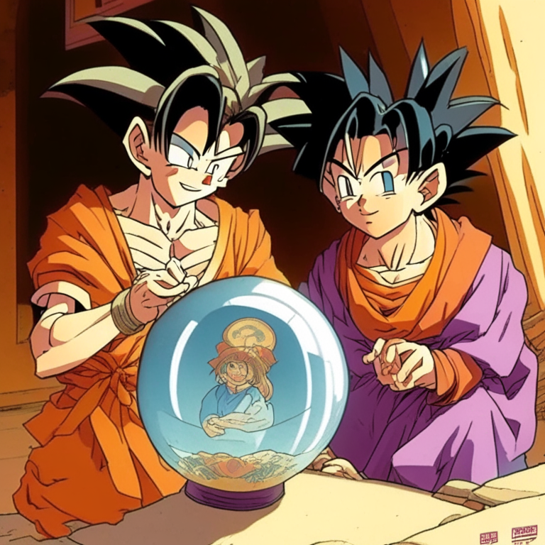 Goku And Kami-Sama Discovering With A Crystal Ball What Hotel Goku's Team Would Stay In South Korea