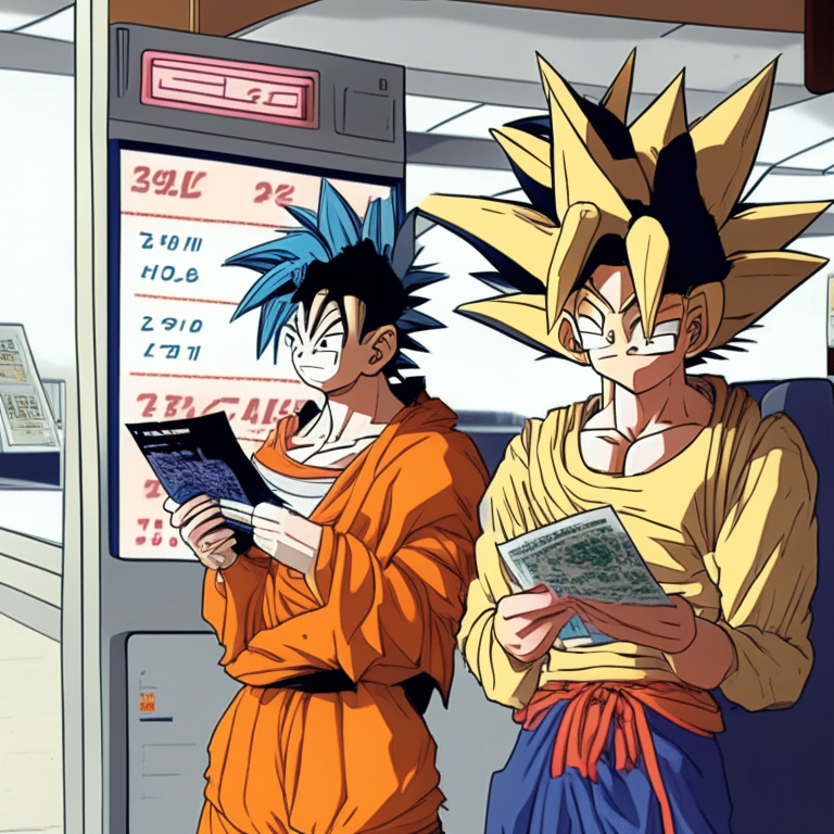 Goku And Kami-Sama At The Airport Buying Tickets To Ulsan