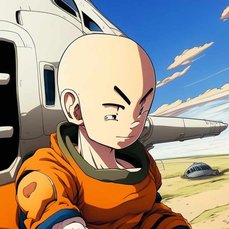 Krillin At The Plane 