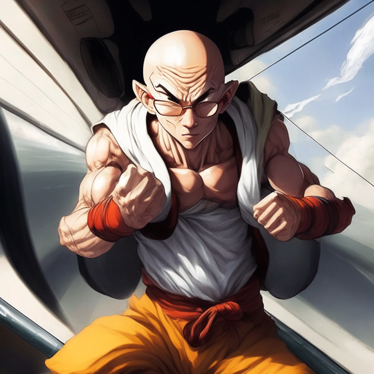 Tienshinhan From Dragon Ball At The Plane 
