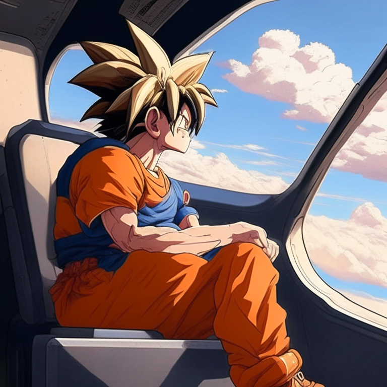 Goku At The Plane 