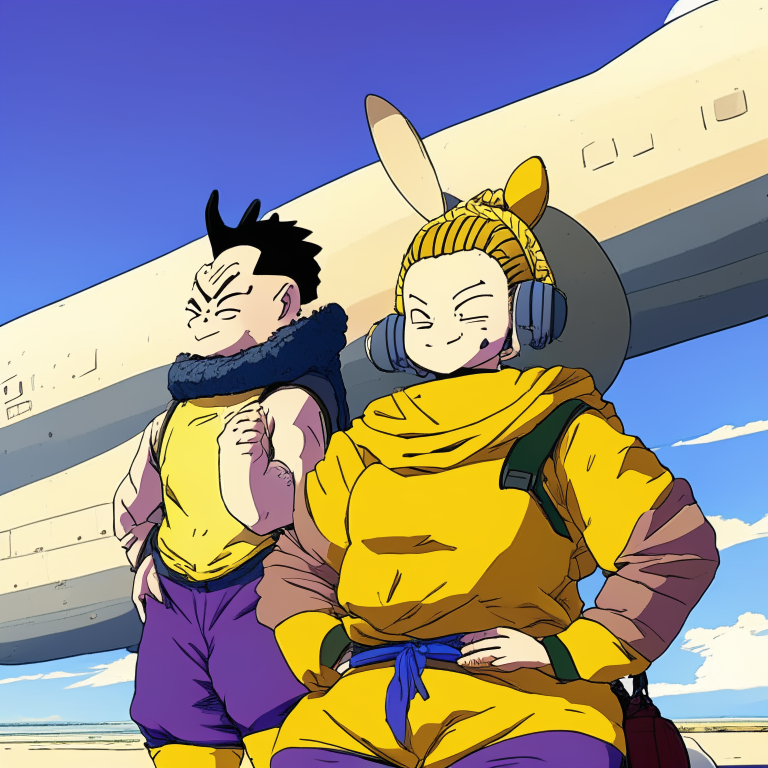 Yajirobe And Karin At The Plane