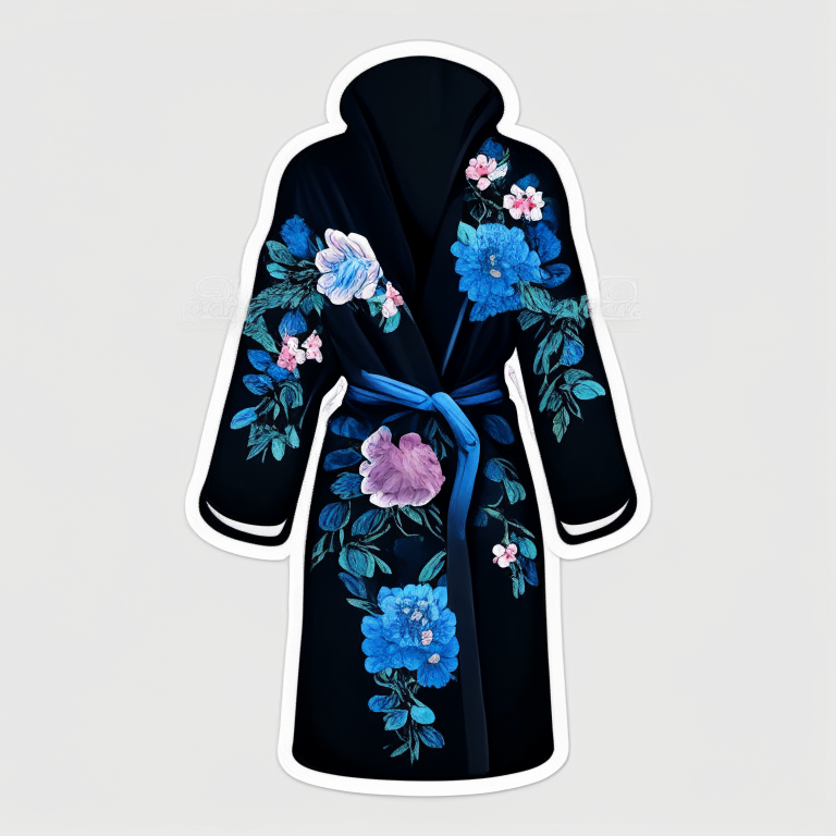 Design me  blue dressing gown, black, flowers 🌺 sticker 