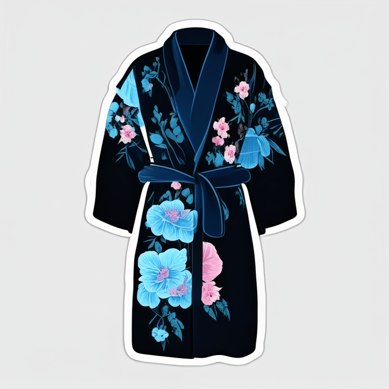 Design me  blue dressing gown, black, flowers 🌺 sticker 