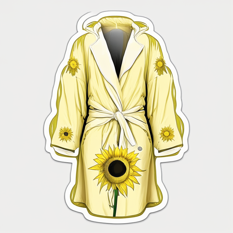 Design me yellow dressing gown, white, sunflower sticker 