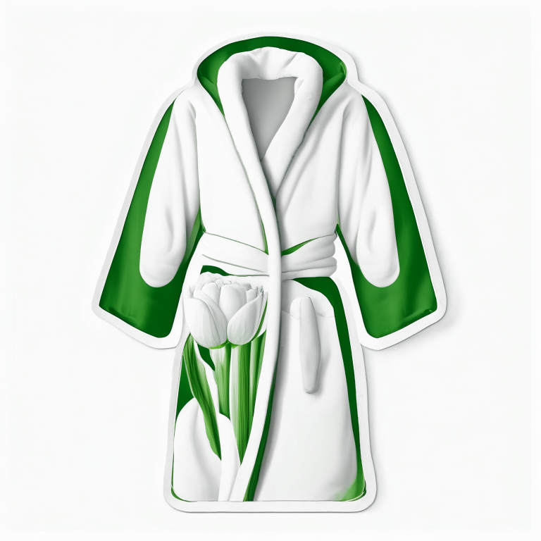 Design me  green dressing gown, white,tulip sticker 