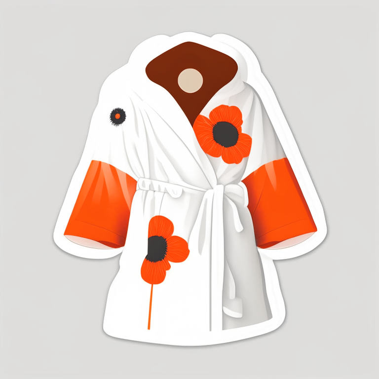 Design me  orange dressing gown, white, poppy sticker 