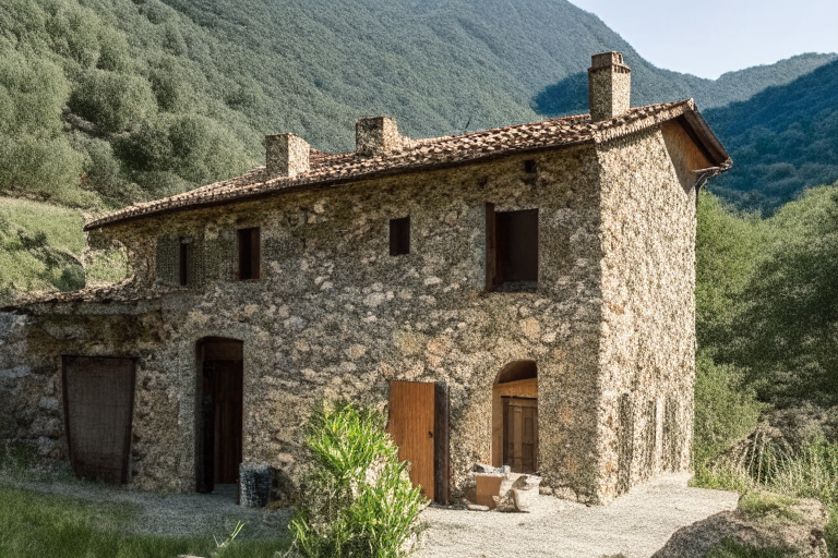 a Catalan farmhouse nestled in the mountains