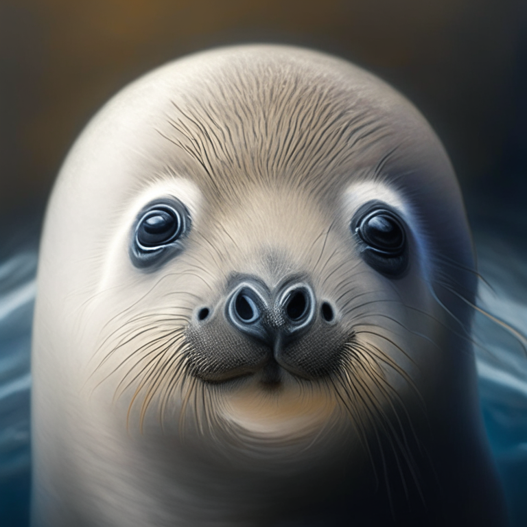 A portrait of a sweet hyperrealistic bababy seal