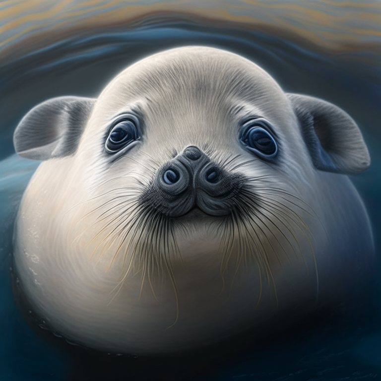 A portrait of a sweet hyperrealistic bababy seal