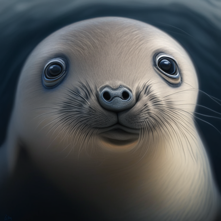A portrait of a sweet hyperrealistic bababy seal