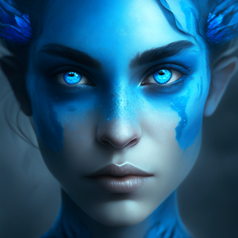 A portrait of a beautiful blue avatar 