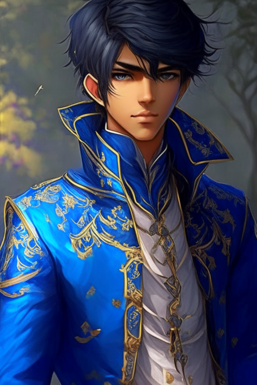 Gorgeous sharukhan Indian anime, blue jacket 
